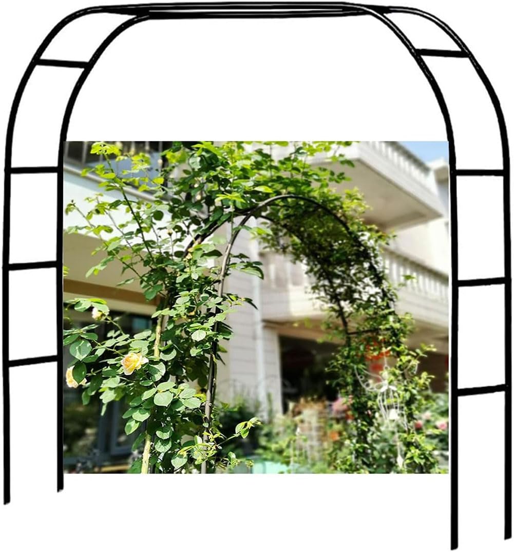 Metall-Gartenbogen-Rankgitter, 1,8 m breit, wetterbeständig, Rosenbögen, Hochzeitsbogen, Rahmen, Gartendekoration, Eingangsständer, schwarz, 1,8 m x 2,2 m