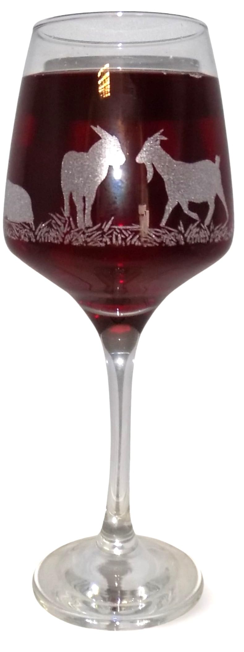 Goat Engraved Stemmed Wine Glass — image 1