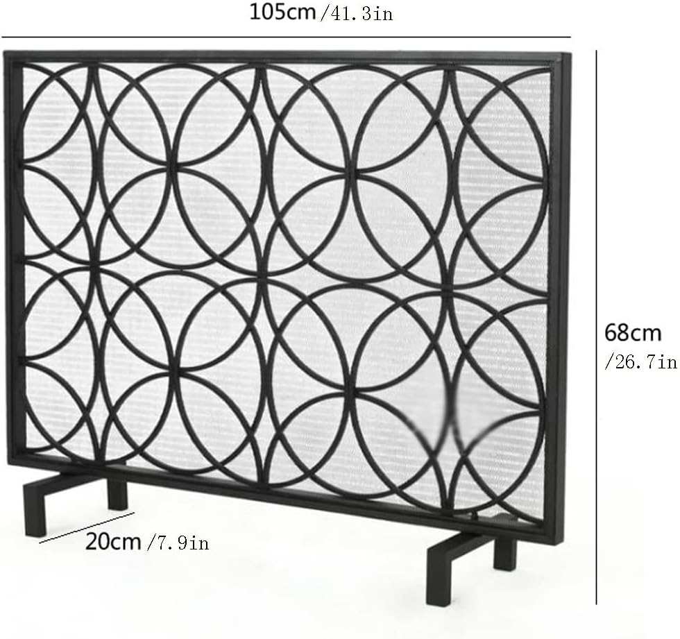 Metal Fire Screen Fireplace Screen Metal European Single-panel Gauze Safety Barrier Fireplace Net Spark Screen Wrought Iron Decorative Screen Net Fireplace Mesh Screen Curtain ( Color : Black )