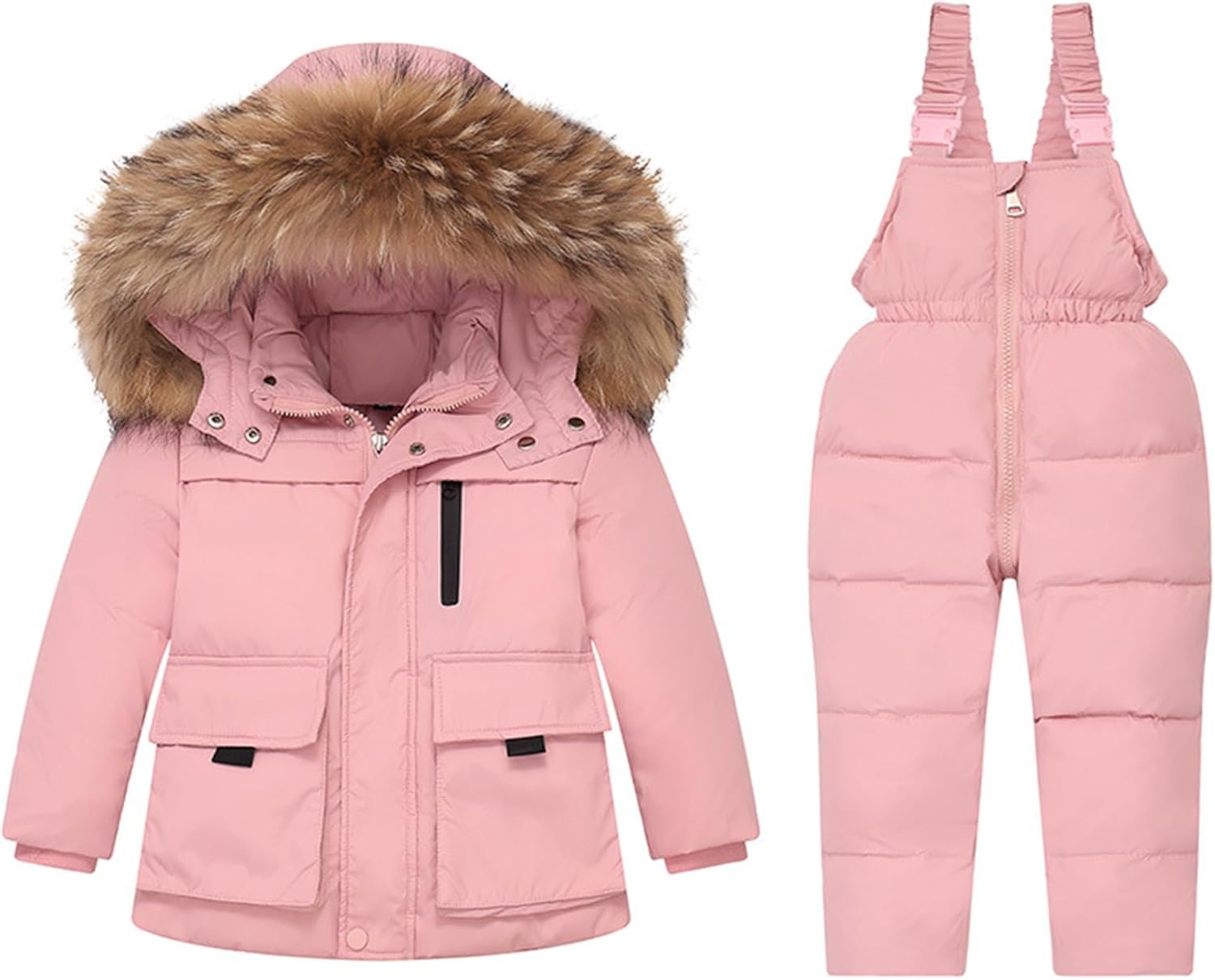 Kids Snowsuit 2 Piece Ski Set - Thermal Winter Waterproof Skibib Pants and Jackets Boys Girls Windproof Snow Sets 1-6Y