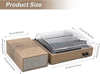 LP&No.1 Wireless Turntable with Stereo Speakers, 3-Speed Vintage Belt-Drive with Wireless Playback & Auto-Stop, Light Wood