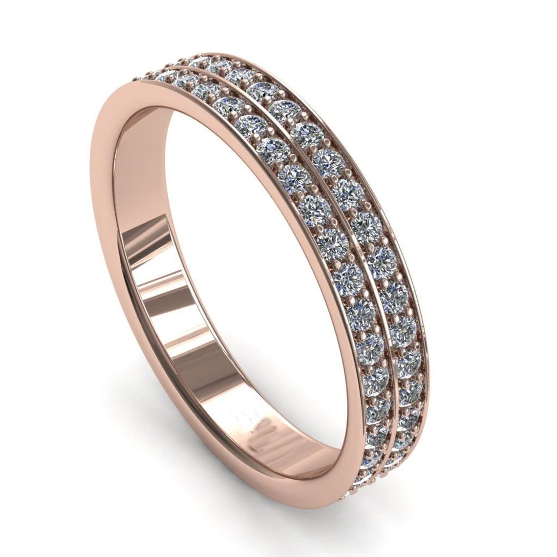 Anillo de compromiso de oro rosa 18K con engaste de garras talla 47 a 70 7