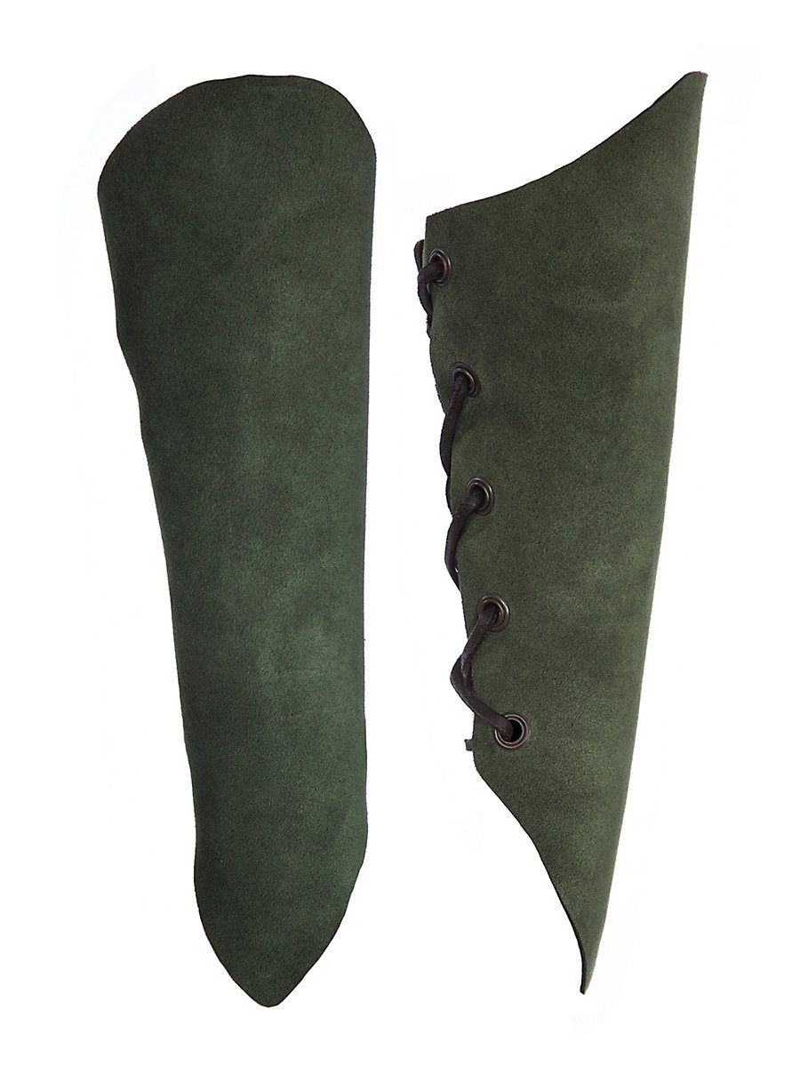 Andracor Leichte Armstulpe aus echtem Wildleder spitz zulaufende Armschützer mit Schnürung Grün
