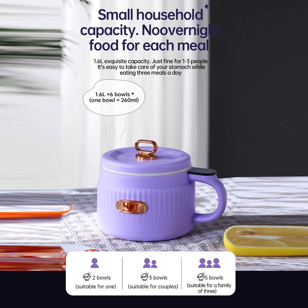 Sogar kochender Reiskocher elektrisch mit Antihaft Innentopf Smart Cooking Nudelkocher elektrisch Elektrischer Kochtopf, Purpur