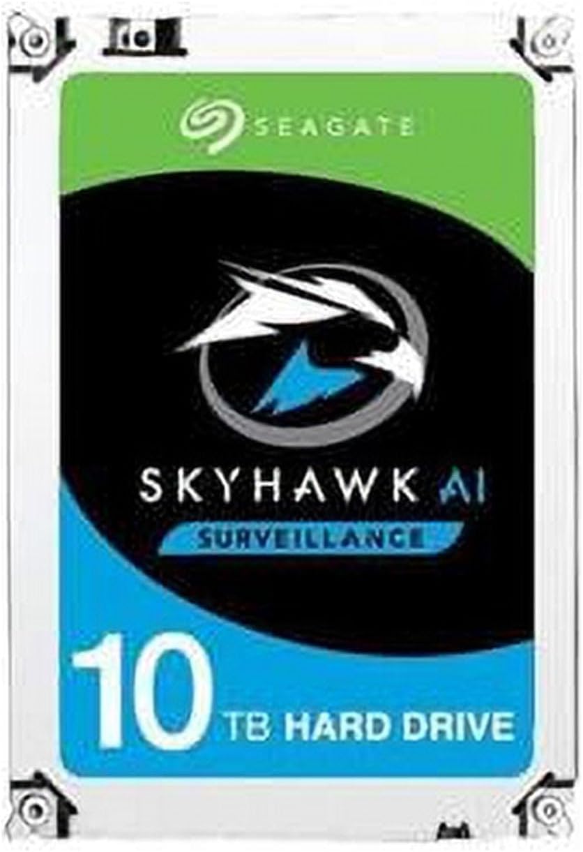 SkyHawk AI, 10 TB, Video Internal Hard Drive, 3.5", SATA, 6Gb/s, 256MB Cache, for DVR/NVR Security Camera System, 3 year Rescue Services (ST10000VE001)