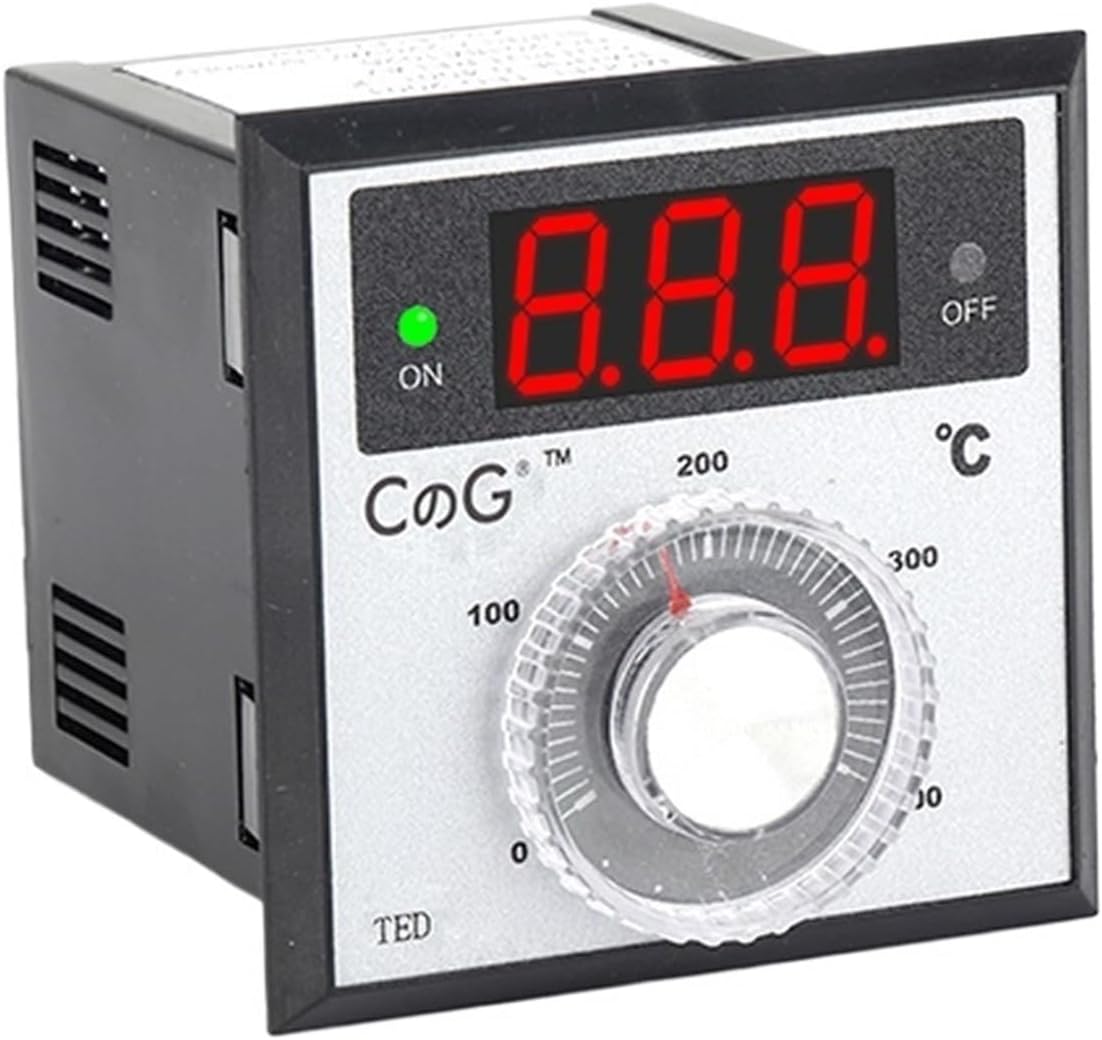 TED 72*72mm K J PT100 Type AC220V 110V 24V 380V Knob 0-100 300 400 600 Degree Digital Thermostat Powered Temperature Controller(K 0-600,220V)