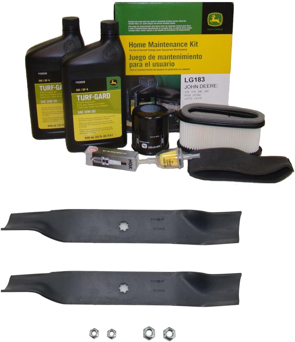 John Deere Original Equipment Model LX176 Maintenance Kit + Highlift Blades, 38" Mower Deck