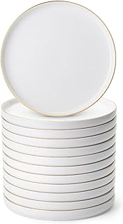 BTaT- White Dessert Plates, Set of 12, 8" Round, Classic Style, Porcelain Construction, Dessert Plates, Christmas Gifts