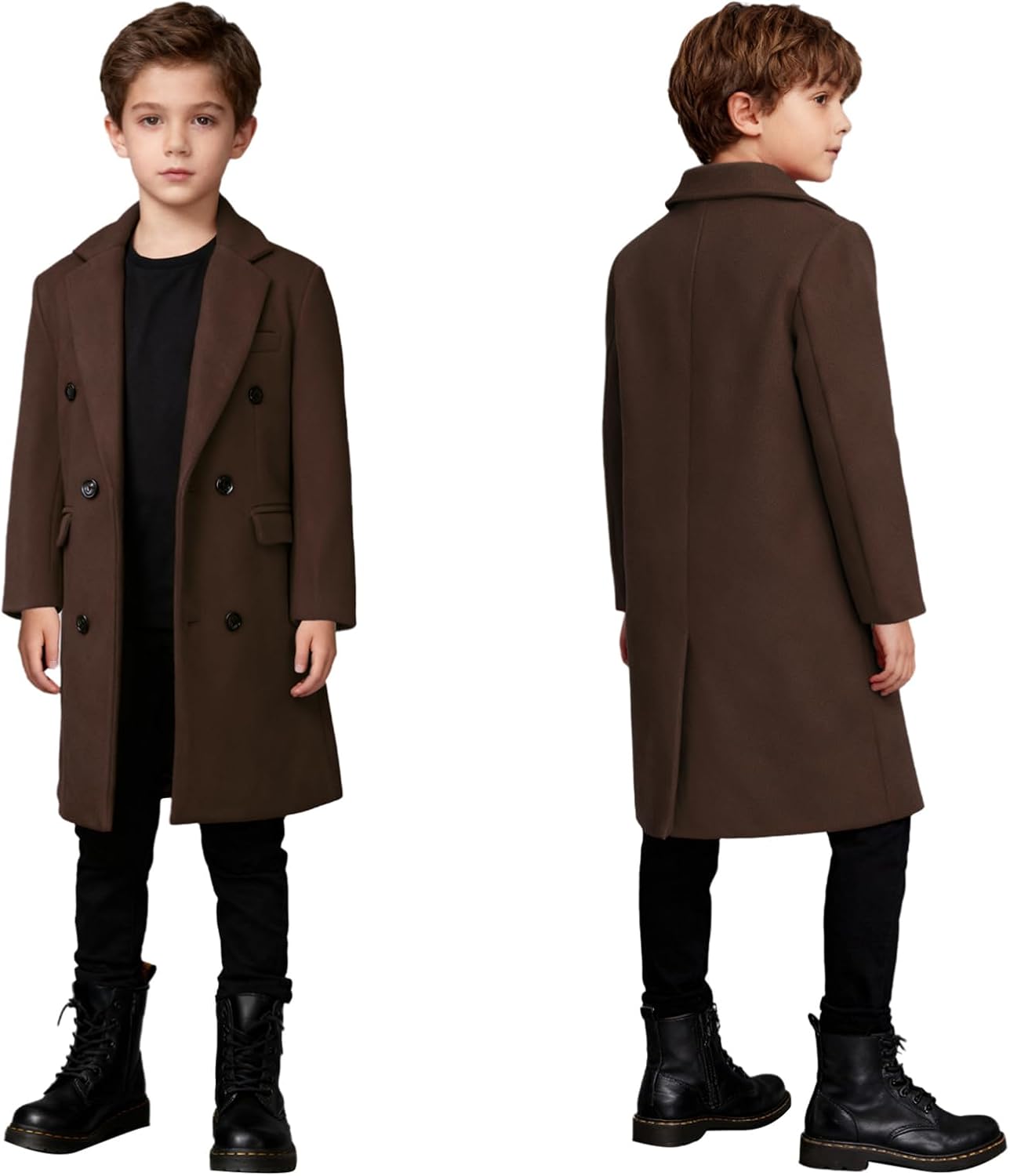 CHICTRY Boys Classic Dress Coats Fall Winter Long Sleeve Tailcoat Long Jacket for Wedding Birthday Party