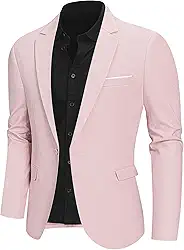 Blazer masculino de linho com um botão, jaqueta casual slim fit, casaco esportivo leve para uso diário