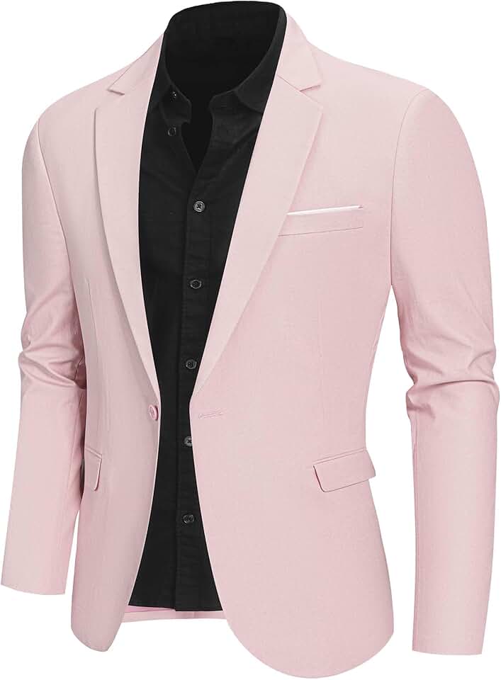 Blazer masculino de linho com um botão, jaqueta casual slim fit, casaco esportivo leve para uso diário