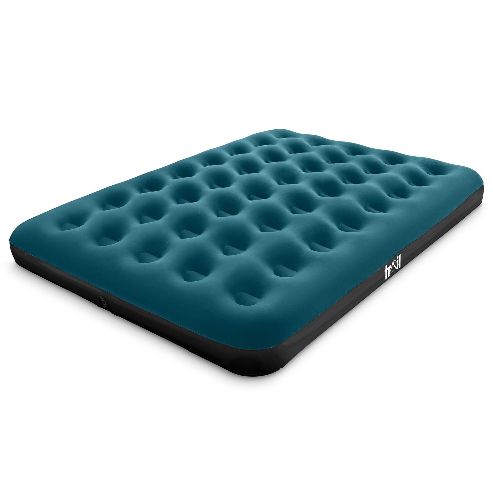 Trail Double Inflatable Airbed, Air Mattress with Coil Beam Support & Soft Flocked Surface, Tough Water-Resistant Vinyl, Guest Bed for Home or Camping, AC or Manual Pump Compatible