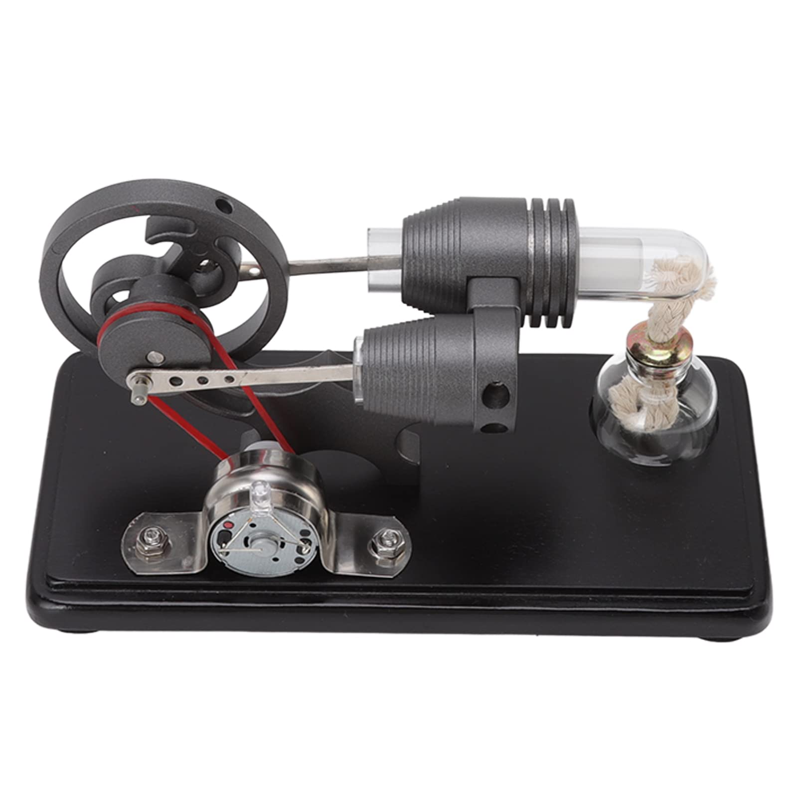 Jeanoko Stirlingmotor-Modellbausatz, Schwarz, Leistungsstarkes Lernspielzeug für Wissenschaftliche Projekte und Demonstrationen, Design aus Zinklegierung und Glas