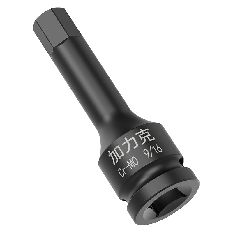Soquete de impacto com ponta hexagonal de 14,3 mm (9/16 pol.), encaixe quadrado de 12,7 mm (1/2 pol.), aço CR-MO FOCMKEAS, 7,8 cm, 1 peça