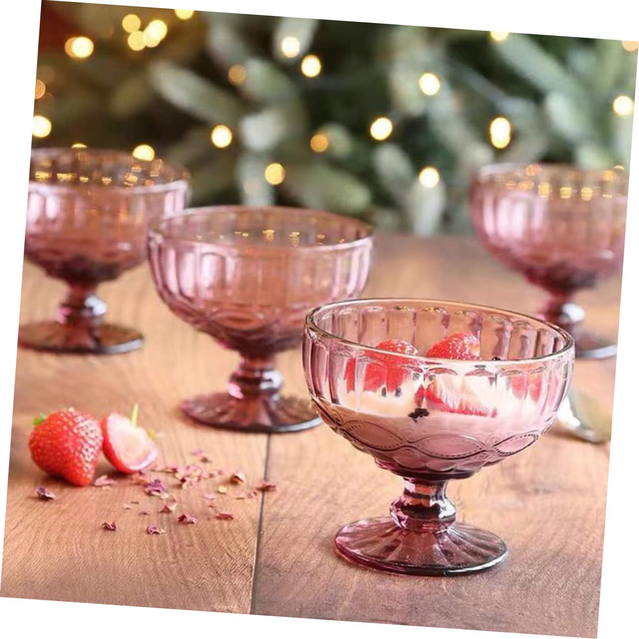 Coppe Gelato Vetro 3 Pezzi, Ciotole Dessert Motivo Floreale | Eleganti e Delicate, Vetro Resistente al Calore, per Riunioni e Feste Festive