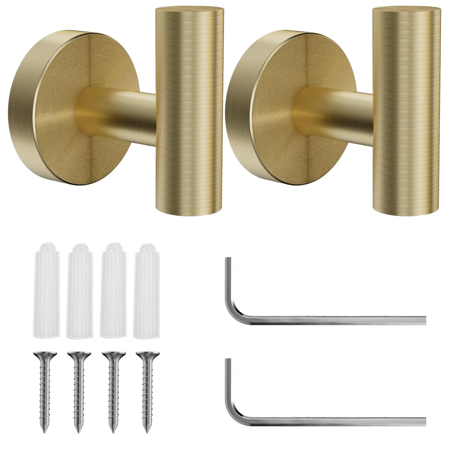 elook 2 PCS Coat Hooks, Screw in Metal Bathroom Towel Hook, SUS 304 Stainless Steel Heavy Duty Door Hanger