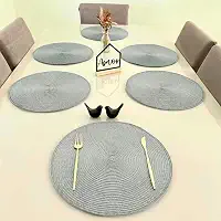 Kit 6 Peças Jogo Americano Redondo - Sousplat Redondo para Mesa Posta - Jogo Americano Elegante para Jantar, Almoço e Café - UpShop (Cinza Claro)