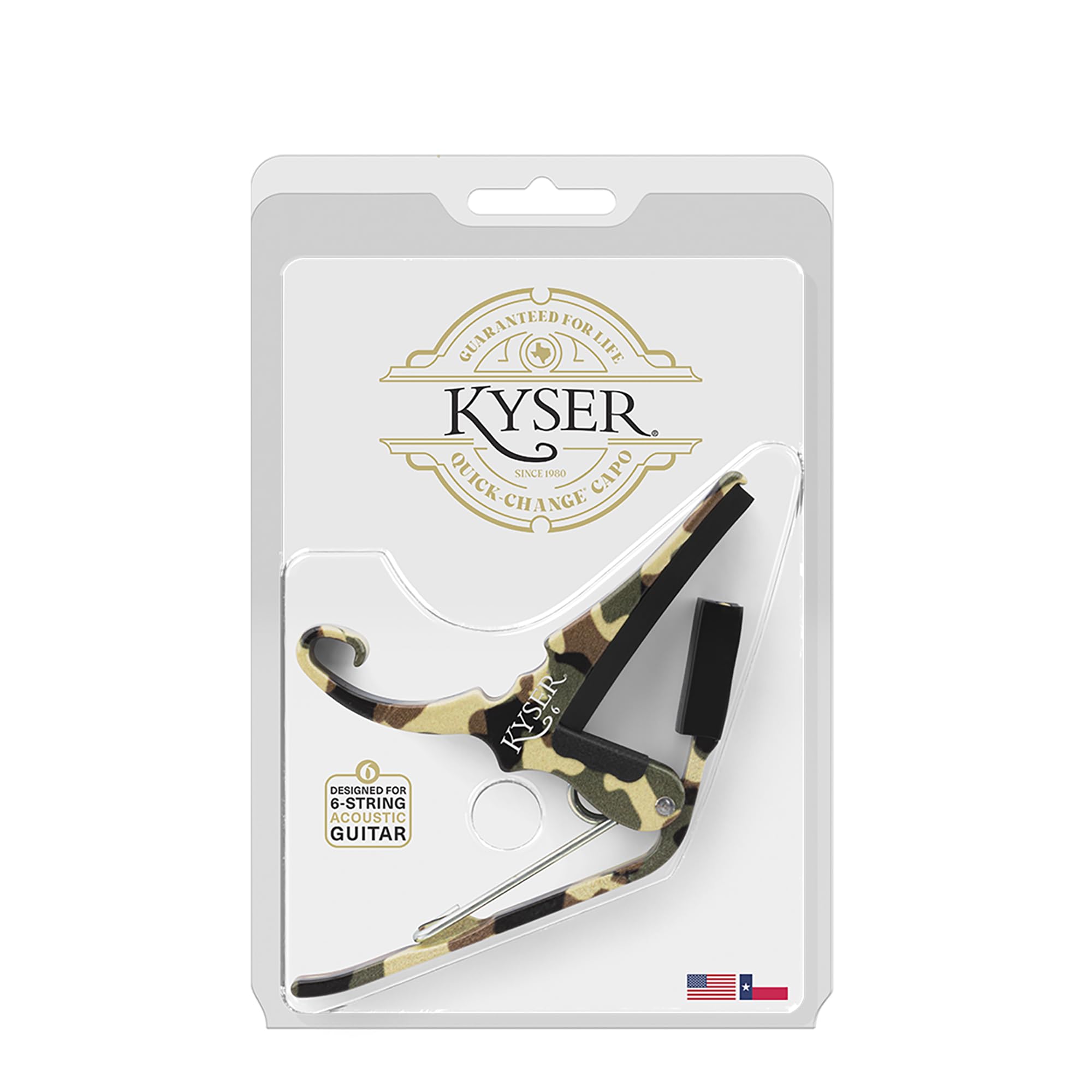 Kyser Musical Products KG6C2A Capodastre à changement rapide pour guitare acoustique à 6 cordes, fabriqué aux États-Unis, qualité, solide, léger, changement de touche rapide et facile, innovant