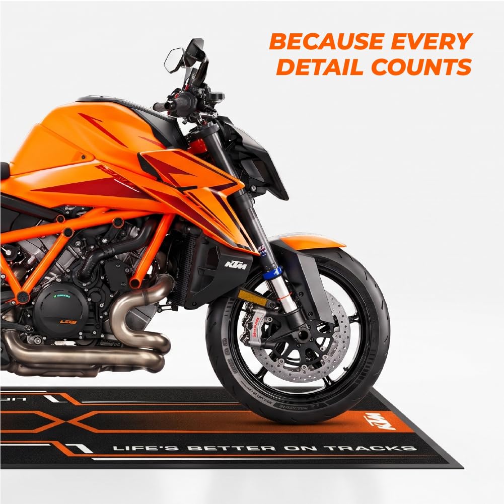 SIXTEN Tapis Moto Harley Davidson 95x240 - Tapis de Garage et Paddock écologique - Lavable, Absorbant l'huile et écologique - Tapis de Protection pour Motos