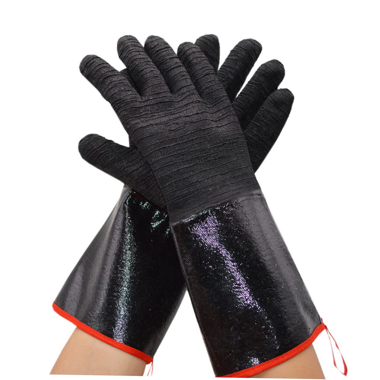 Guanti Ignifughi Resistenti al Calore in Neoprene, 1 Paio Nero | Forno, Barbecue e Cucina, Protezione Polso da Scottature, Riutilizzabili, per Cottura ad Alte Temperature