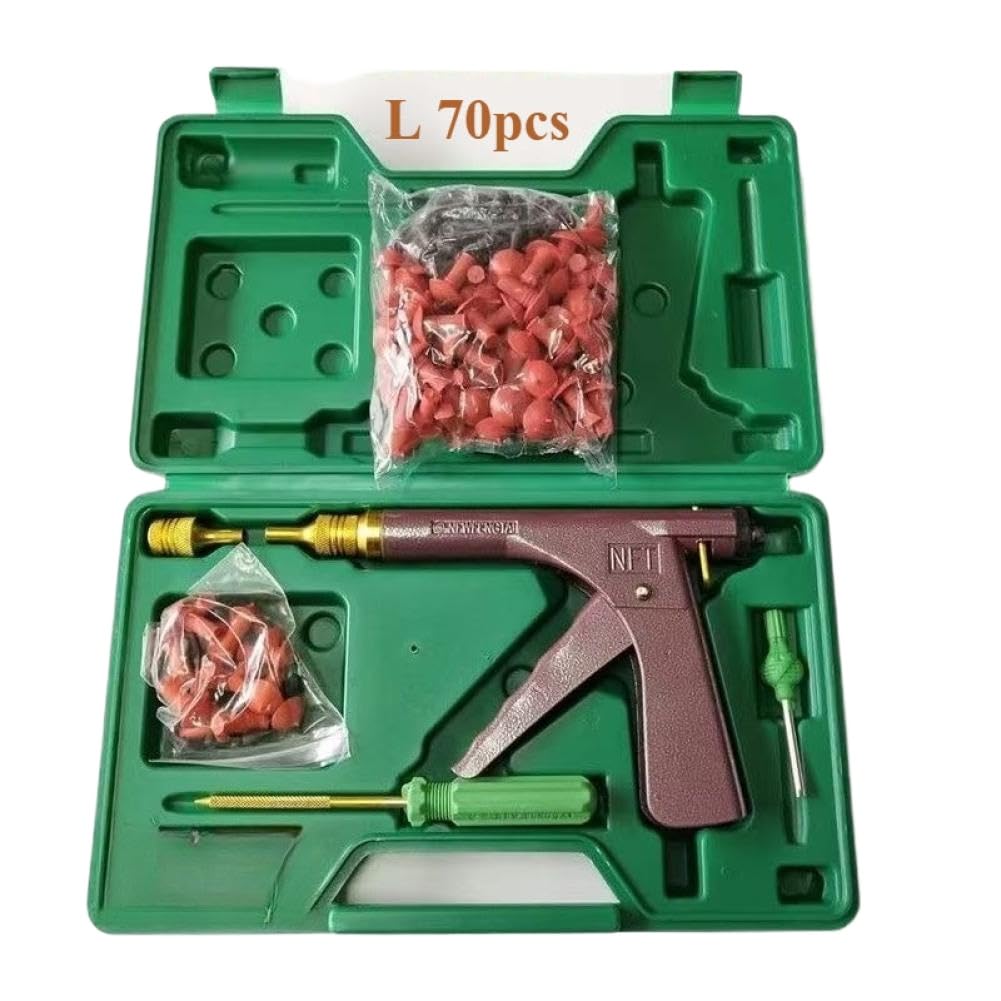 Kit Riparazione Pneumatici Con Tappi A Fungo E Pistola Sottovuoto Per Auto Moto Bicicletta(Big 70Pcs)