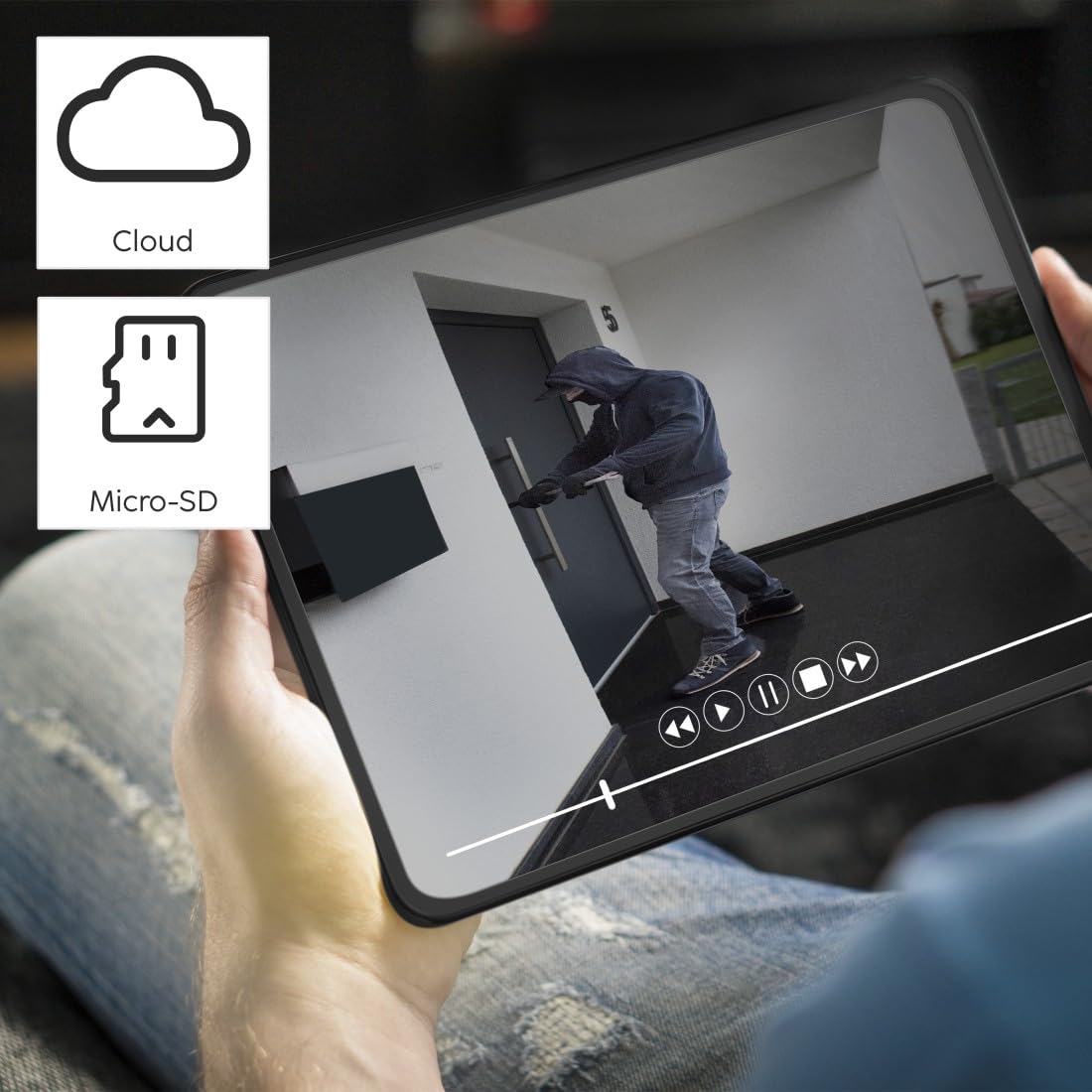 Hama Überwachungskamera (WLAN Kamera f. außen, Outdoor Kamera mit Sprach-/App-Steuerung, wetterfeste Außenkamera mit Licht, Bewegungsmelder, Nachtsicht, 2-Wege-Audio, Aufzeichnung, Full HD) schwarz