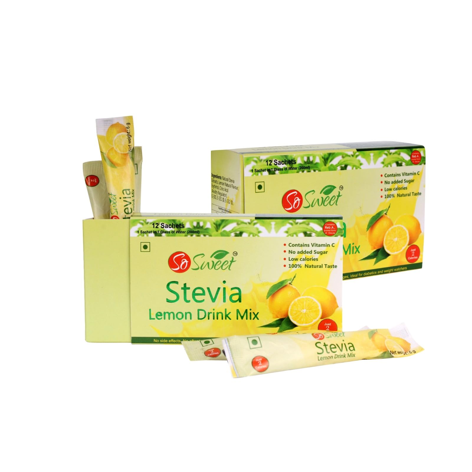 So Sweet Stevia Lemon Instant Drink Mix Sugar Free | Zero Calories| Enrich with Vitamin C | 12 Sachets -Pack of 2 (B0BPBZJK8C) Amazon Price History, Amazon Price Tracker