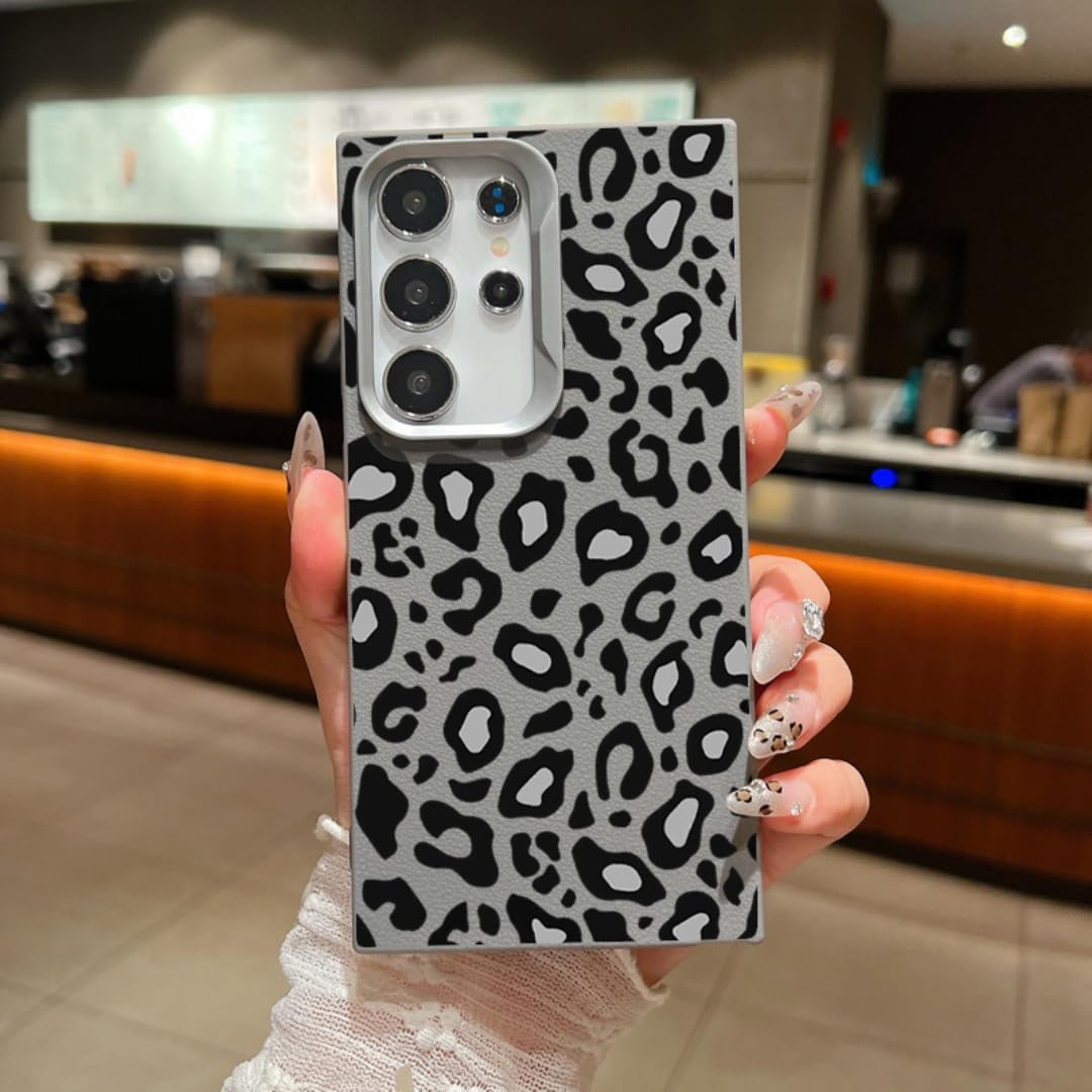 Coque Samsung Galaxy A52 texture cuir haut de gamme léopard gris - 8