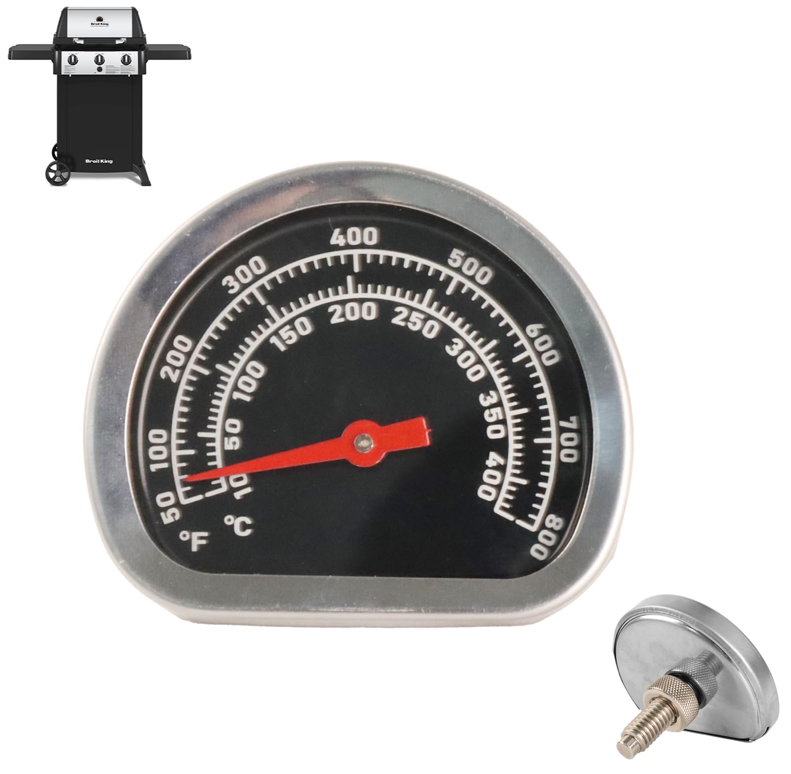 18013 BBQ Grill Lid Temperature Gauge Compatible with Broil King, Replacement Large Chrome Lid Heat Indicator for Broil King Signet/Sovereign/Baron/Regal/Imperial Series Grill Parts (1998-present) — image 1