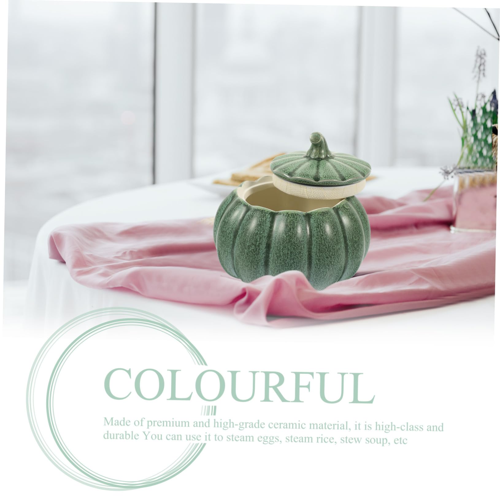 Cuenco de Cerámica con Tapa para Sopa y Guisos Diseño Calabaza Recipiente Decorativo para Cocina y Condimentos Superficie Lisa y Fácil Limpieza Ligero y Portátil para Uso Doméstico