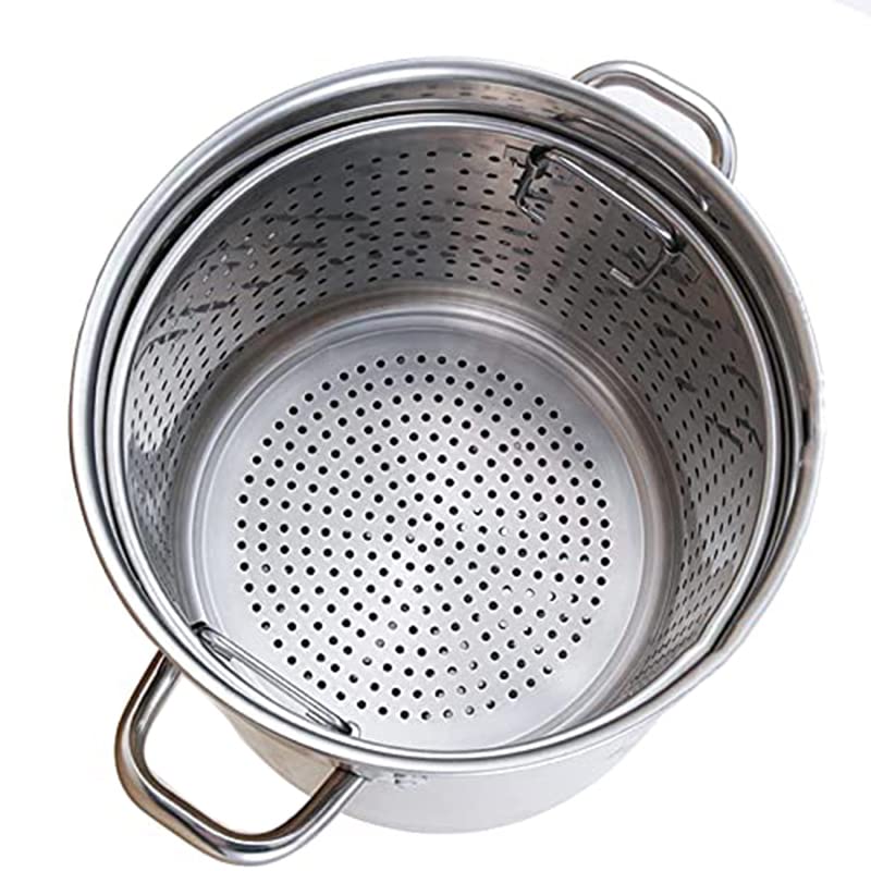 Marmite en acier inoxydable 50 L avec couvercle et panier de cuisson