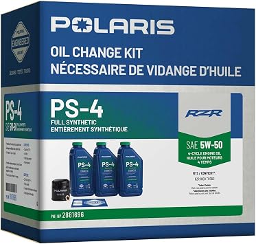 Polaris PS4 Oil Change Kit for Select RZR Models, Incl Oil, Filter -2881696