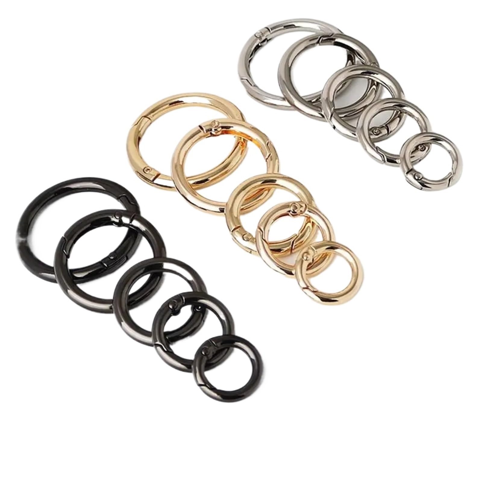 25Pcs Zinc Alloy Spring Ring Clasp Round Lightweight Trigger Snap Buckles Clip Purses Handbags Carabiner Bag Accessories for Keyrings,Wallets(Black-17.5mm)