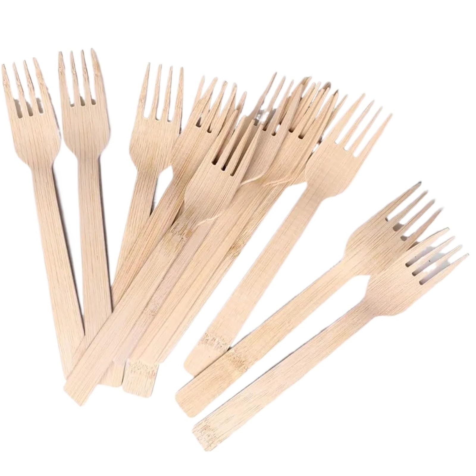 Forchette in bambù, 100 pezzi, posate monouso compostabili da 16,7 cm