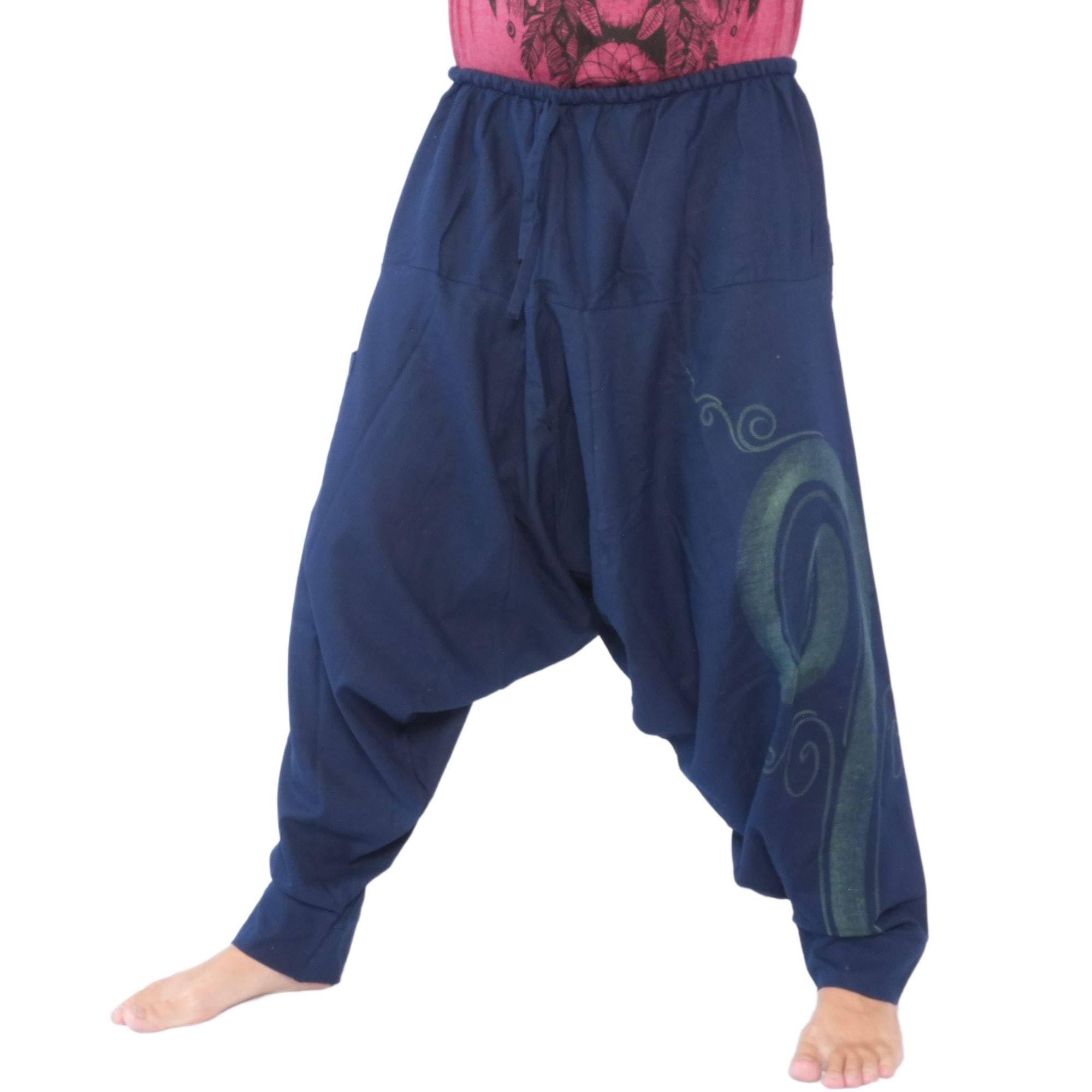 Harem Pants – Cotton One Size, Unisex Boho Aladdin Baggy Trousers for Men & Women – Hippie Lounge Chic