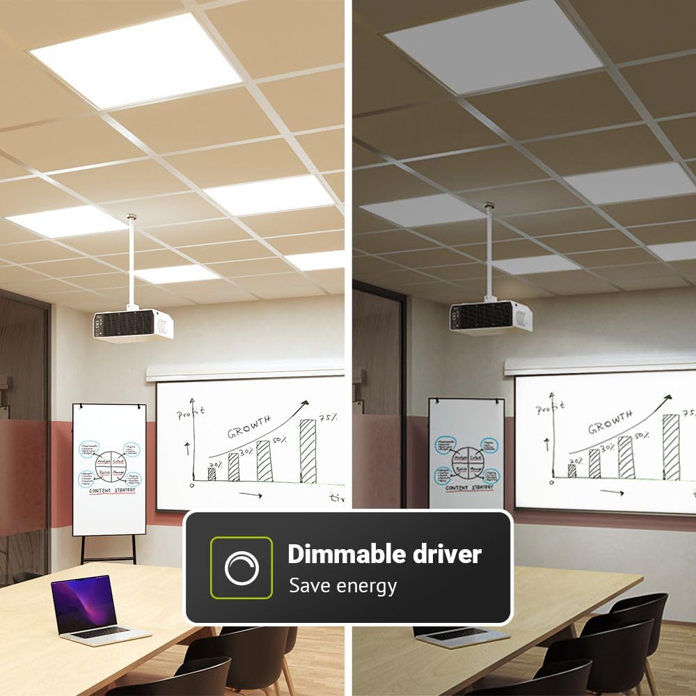 HOFTRONIC - Dalle LED 60x60 - UGR<19 Blendschutz - 4000K Blanc neutre - 36 Watt 4860 Lumen (135lm/W) Dali Driver - Panneau - Sans scintillement - Panneau lumineux - Panneau à led