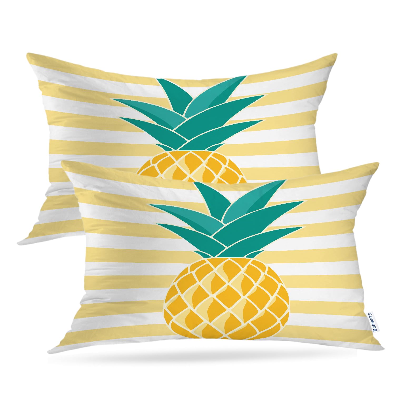 Housses de canapé d'été Batmerry jaune et blanche à rayures pour coussin 30,5 cm