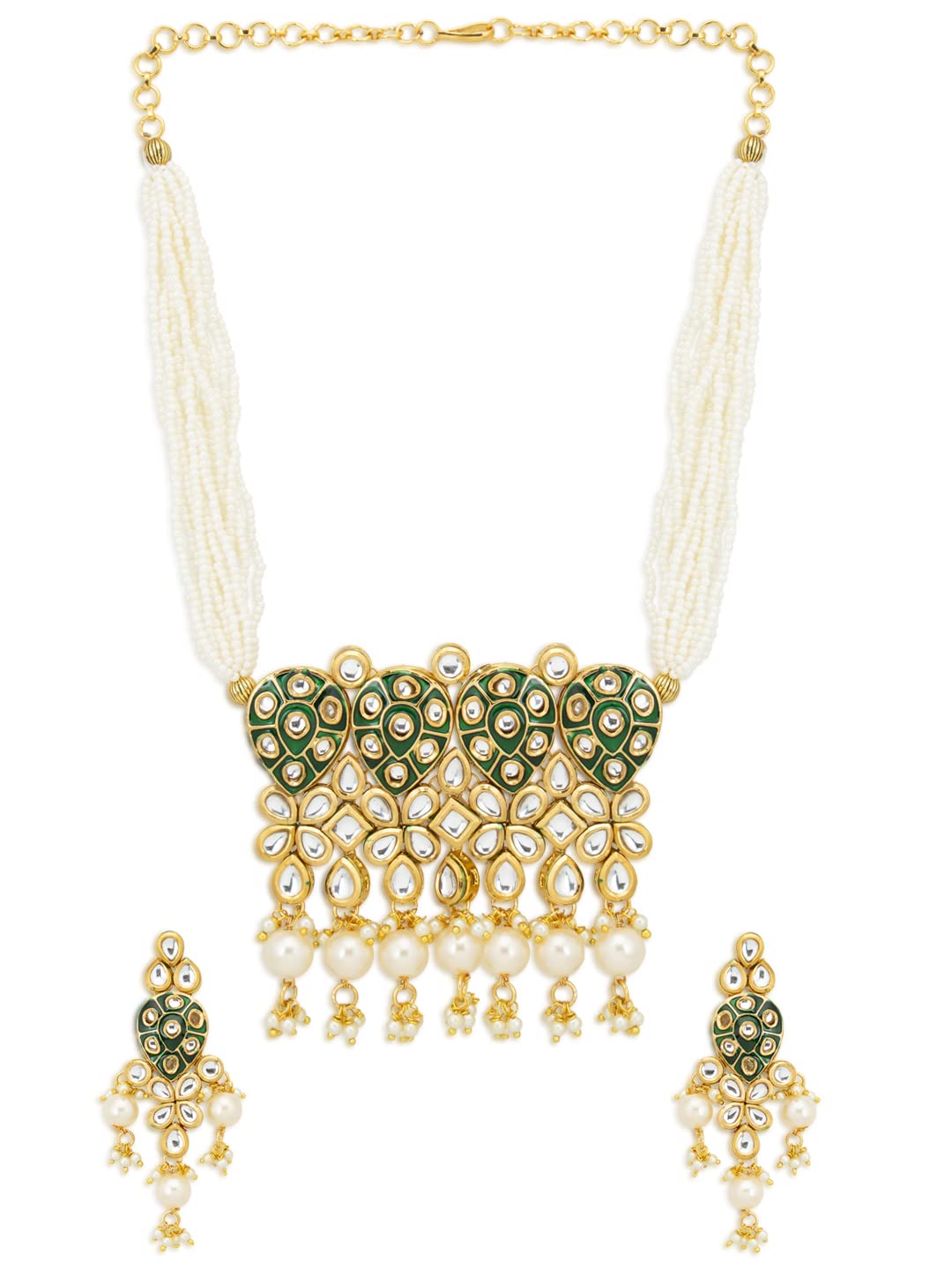 Sukkhi Amazing Pearl Gold Plated Kundan Meenakari Necklace Set for Women (SKR73357) (B09QS3Q2FL) Amazon Price History, Amazon Price Tracker