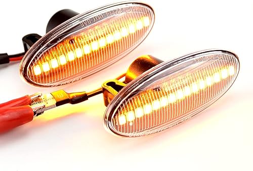 1 par de luces de marcador de guardabarros delanteros dinámicos laterales compatibles con Ni-ssan D-ualis, Qa-shqai, Ju-ke, Mi-cra, Mar-ch, Mi-cra,