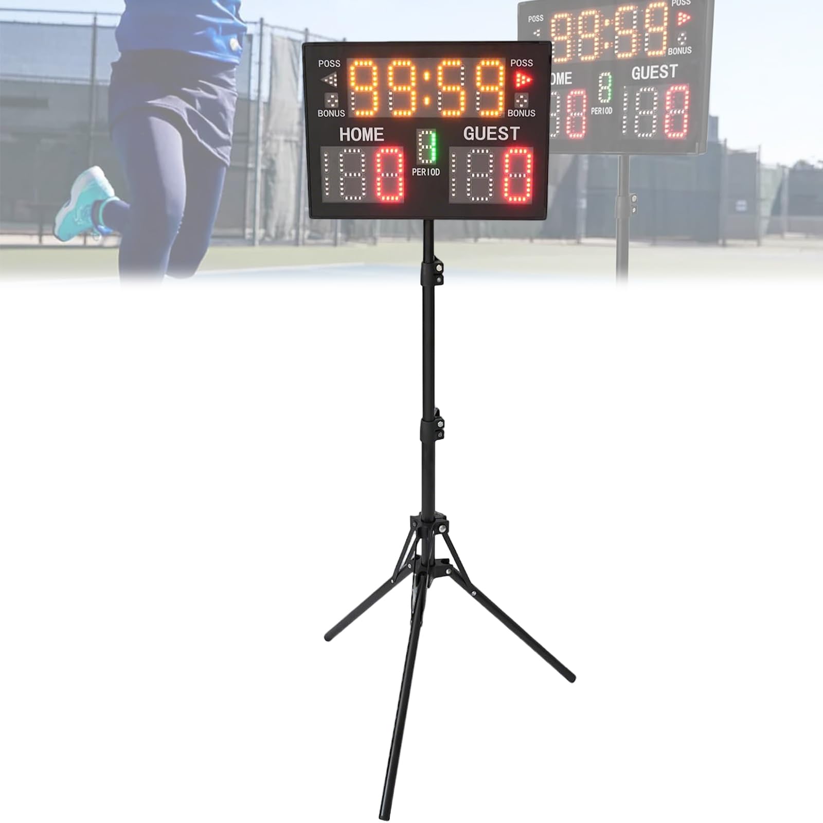 MObyat Electronic Scoreboard, Multi-Sport Electronic Scoreboard with Stand, Portable Tabletop Electronic Digital Scoreboards with Timer Clock, Adjustable Tripod Height, for Ping Pong