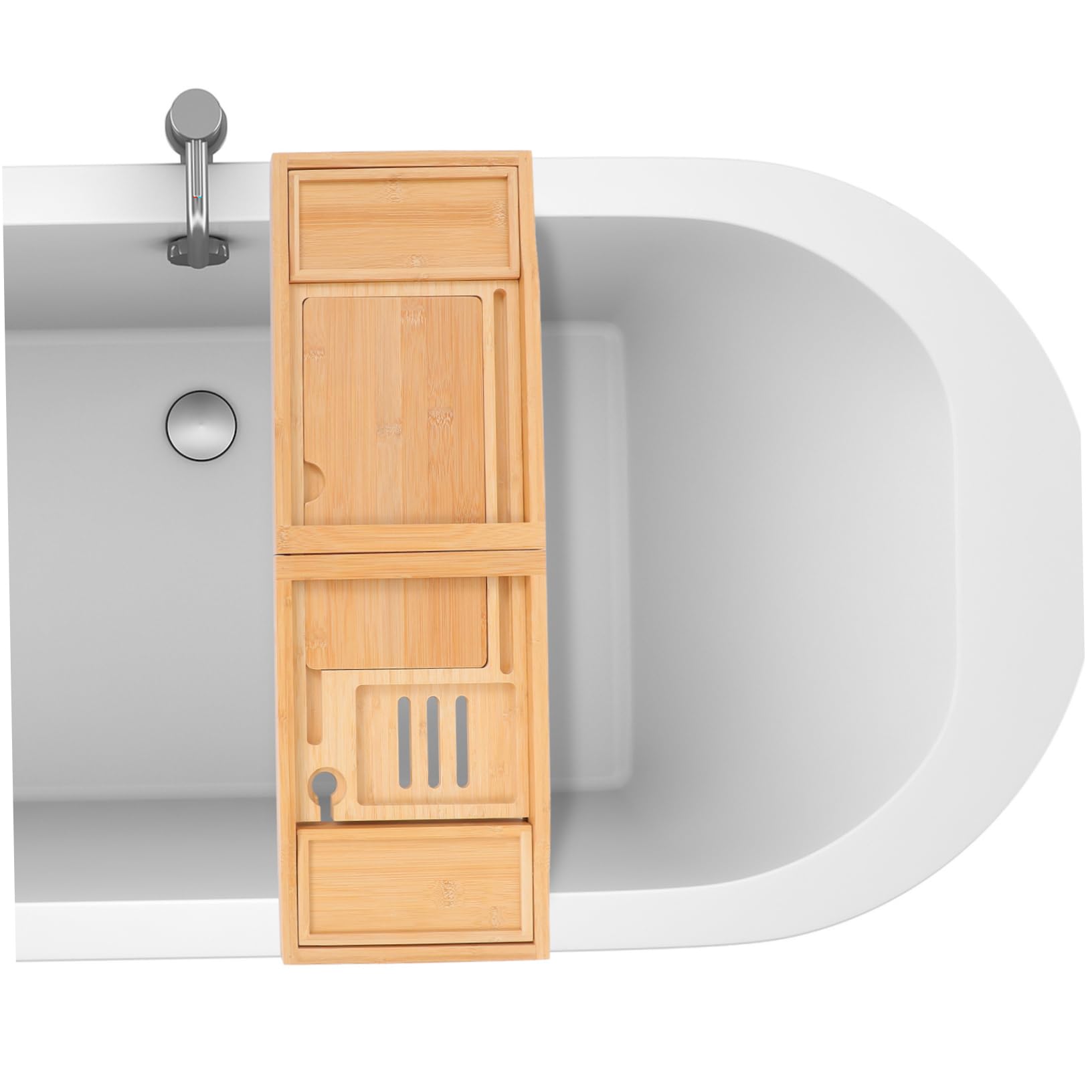 Ciieeo Bandeja De Baño De Bambú Ajustable Soporte Extensible Organizador para Bañera Almacenamiento Diseño Elegante