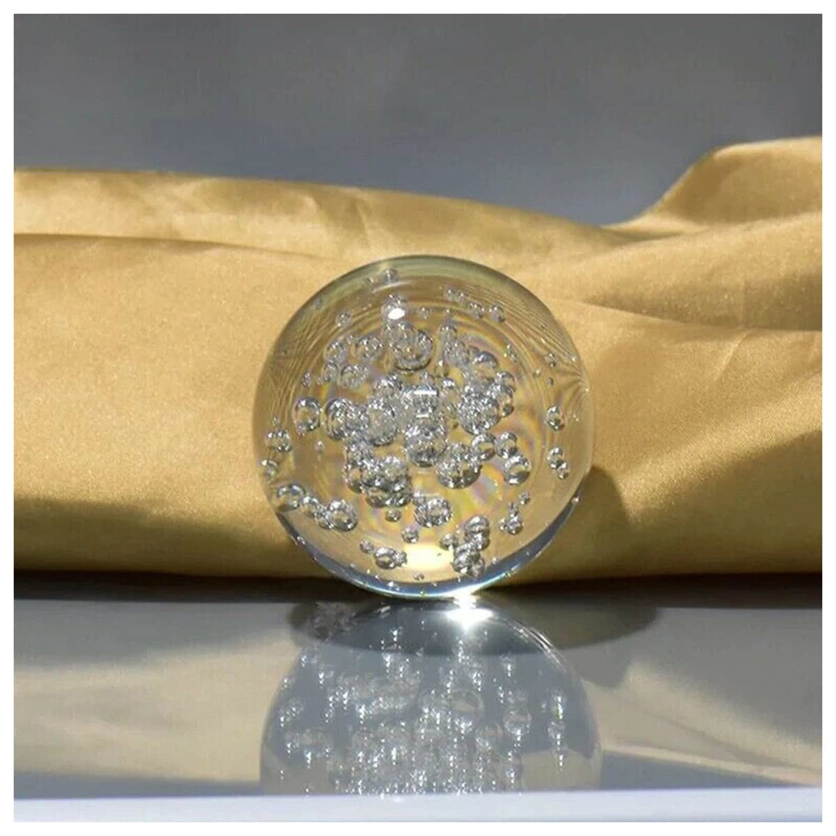 Cristal de meditación Natural 40/60/8 0 mm Bola de Cristal de Burbujas Transparente, for la decoración del hogar Piedra de Cristal (Size : 80mm)