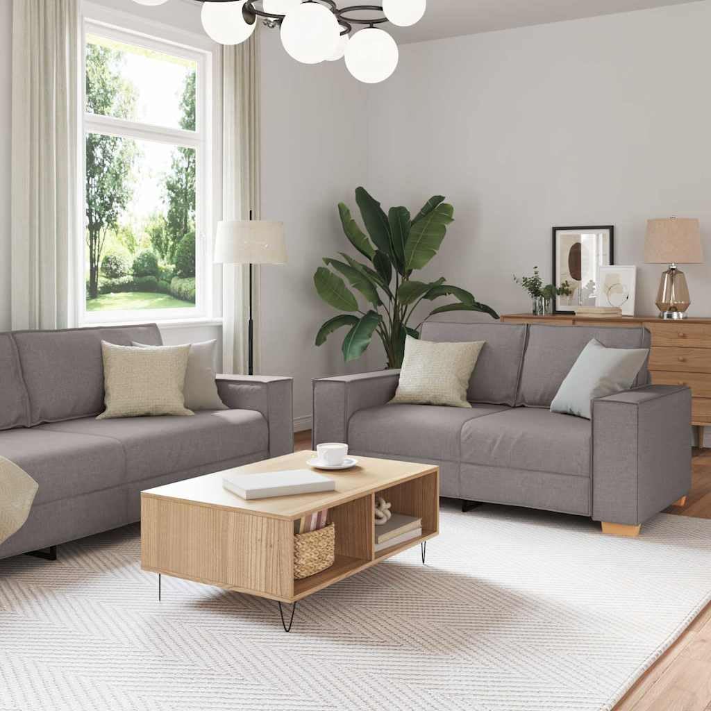 vidaXL Canapé 3 pcs Taupe 220 x 80 x 84 cm Tissu en Lin mélangé, Canapé en Lin élégant, Ensemble Chic, canapé Moderne, 3 Places, 2 Places, Salon Contemporain