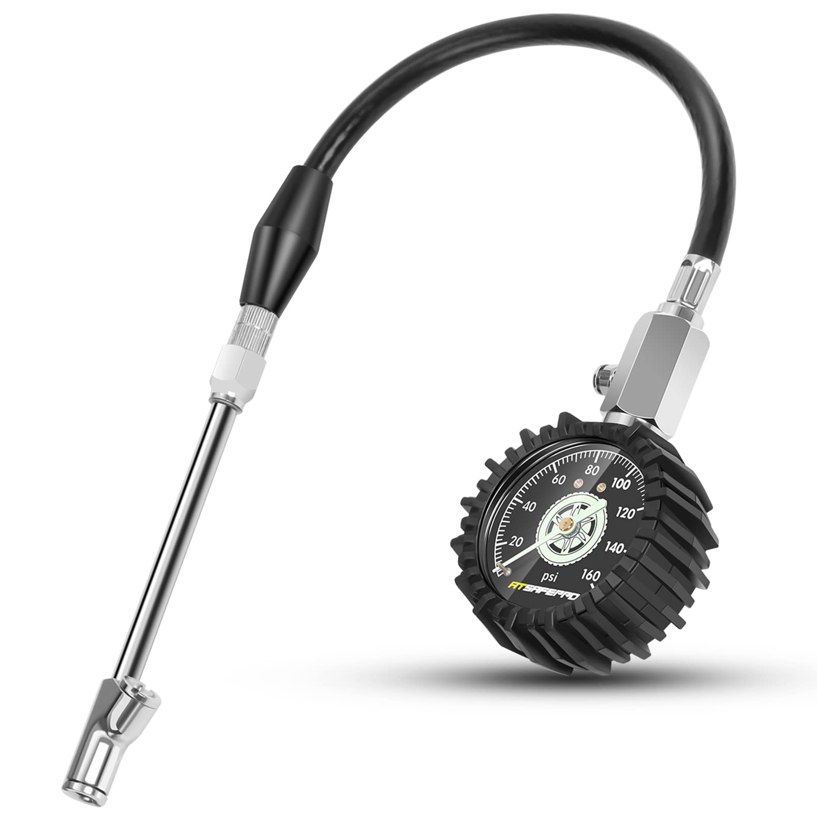 Tire Pressure Gauge 160PSI, ATsafepro Dual Head Air Pressure Gauge for
