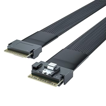 ipolex 24G Internal SlimSAS SFF-8654 to SFF-8654 8i SAS 4.0 Cable for High-Density Servers & NVMe Storage, 85-ohm, 1-m3.28ft
