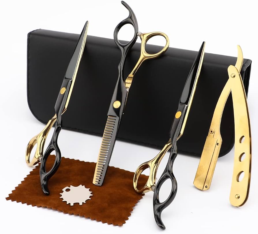 Amazon.com : Dozmux 6.7inch Black Gold Hairdressing Hair Cutting