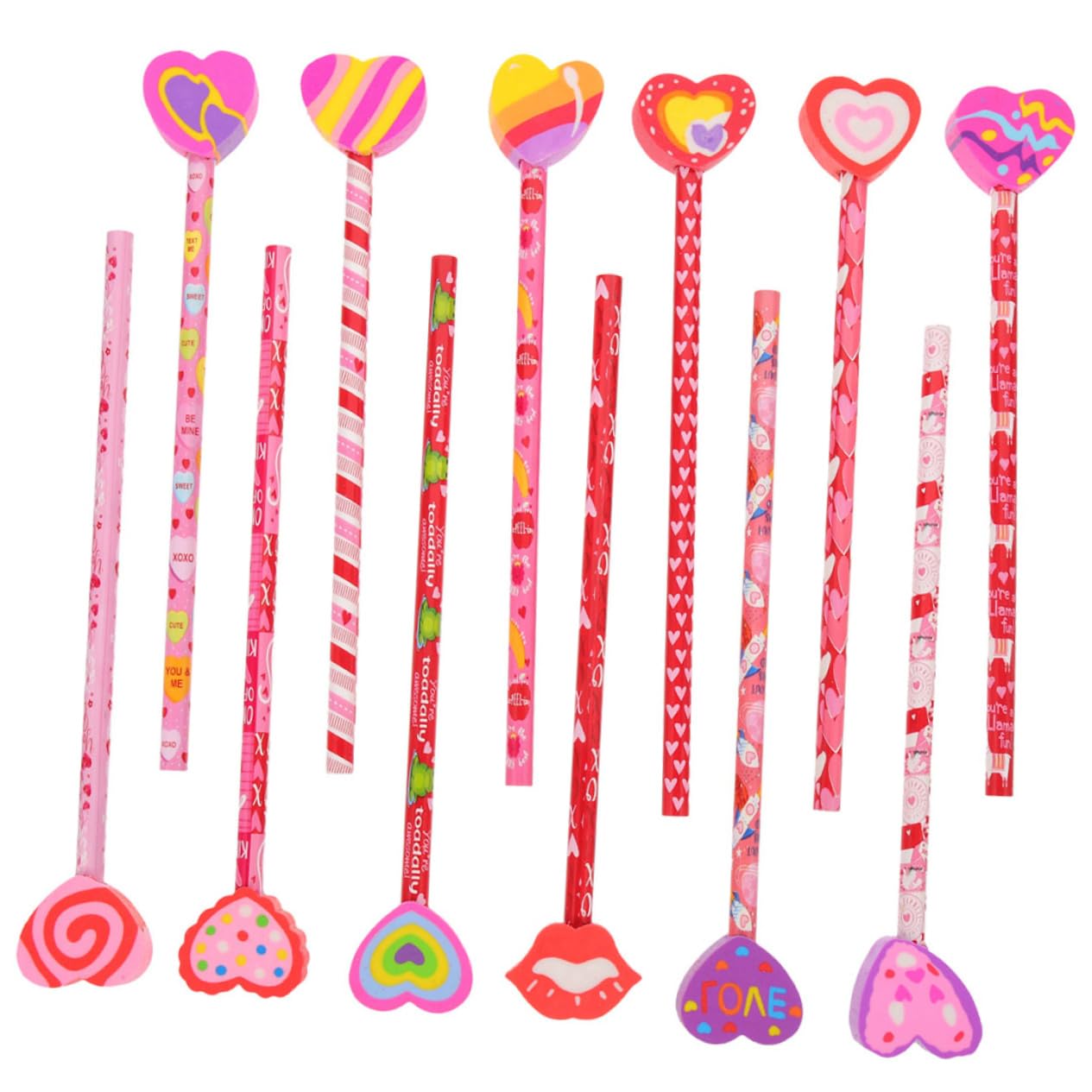 NUOBESTY 5 Ensembles Crayon Saint Valentin Crayons Pour Pochettes De Fête Remplisseur À Thème Fin Service Stylo Empiler Terme Cœur Gommes Gommes Mignonnes Le Accessoires Bois 18 Pièces X 5