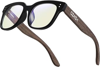 Anti-blue light glasses Spring hinges Computer reading/gaming/TV/Cell phone Glasses Womens and womens anti-glare filters Lightweight black walnut wooden glasses5189-Black