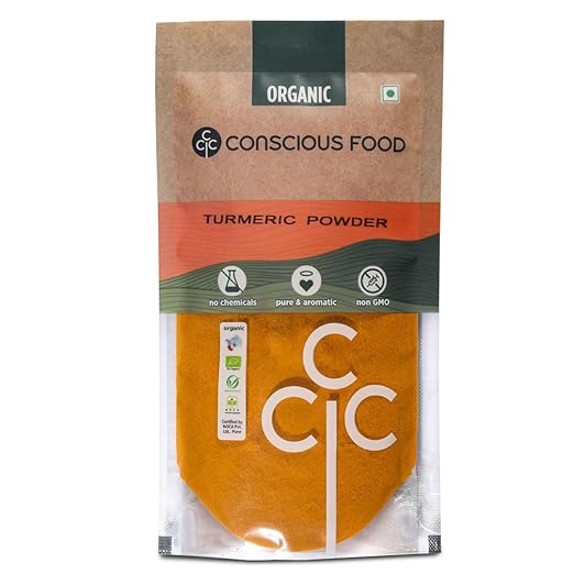 Conscious Food Turmeric Powder | 200g | Certified Organic | Antioxidant & Anti-Inflammatory | Iron-Pounded | Pure Haldi