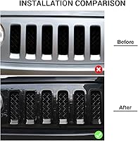 Vista 2 de 7 piezas de insertos de parrilla delantera con cubierta de rejilla para Jeep Patriot 2011-2016 (negro)